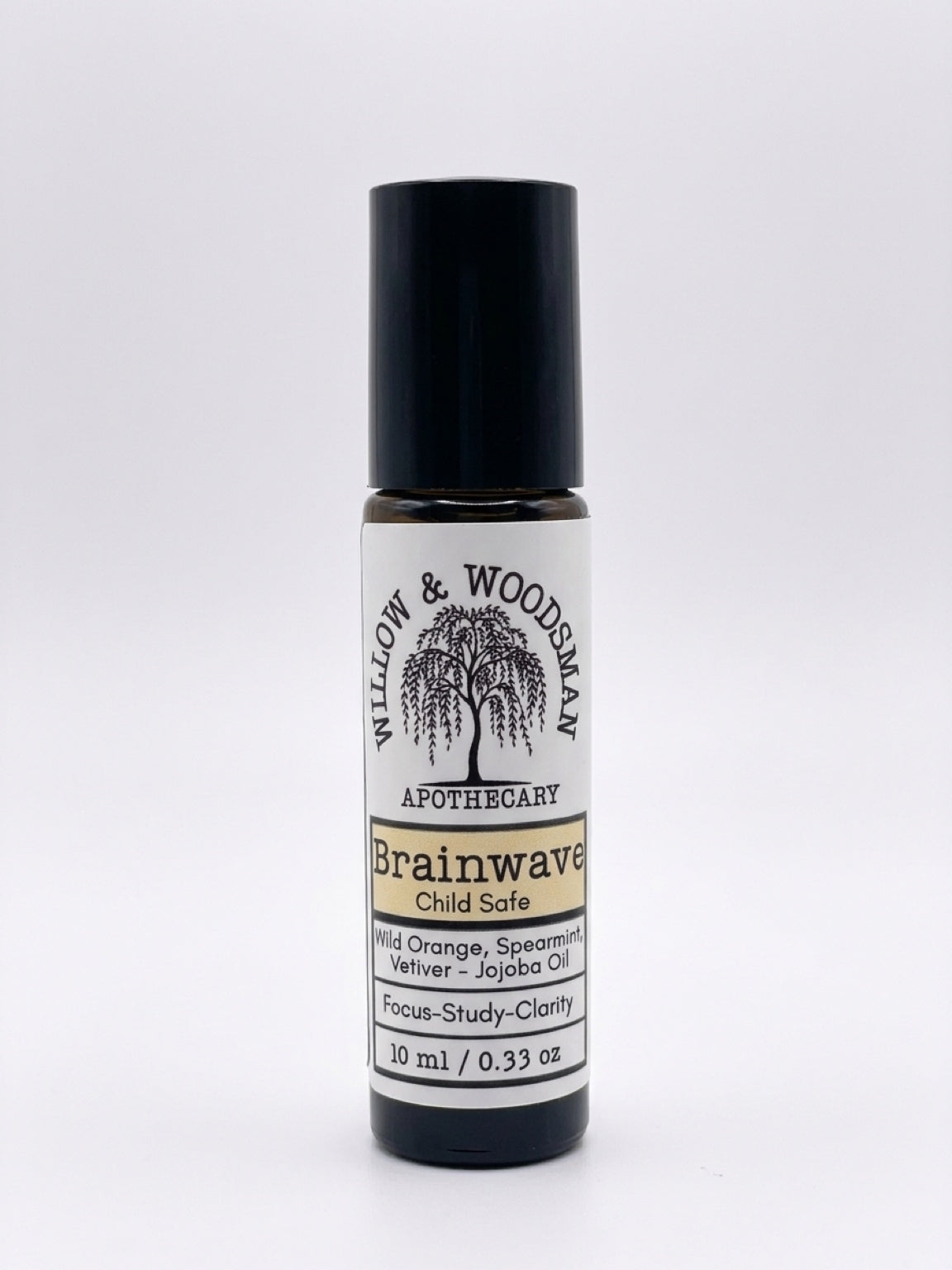Brainwave child safe focus roller by Willow & Woodsman Apothecary – wild orange, spearmint, vetiver in organic jojoba oil