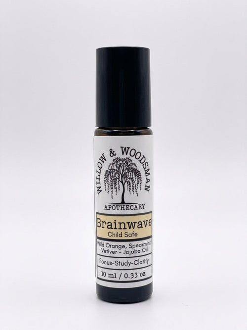 Brainwave child safe focus roller by Willow & Woodsman Apothecary – wild orange, spearmint, vetiver in organic jojoba oil