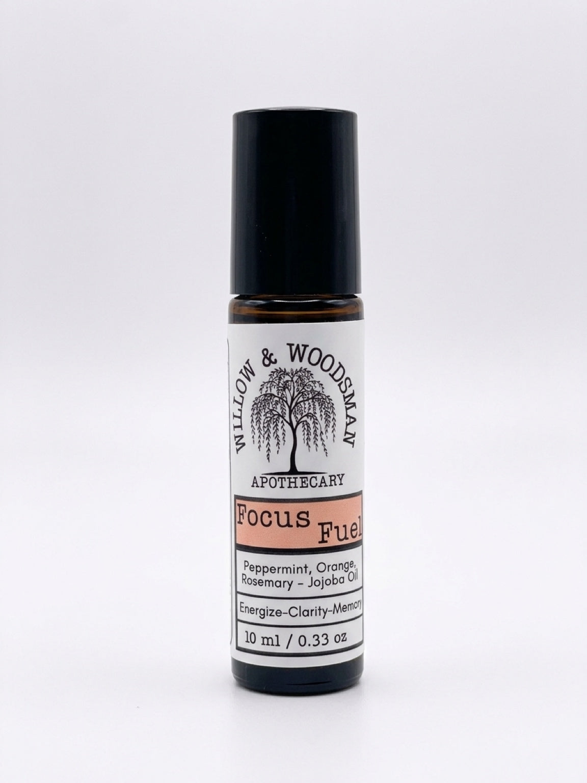 Focus Fuel essential oil roller by Willow & Woodsman Apothecary – peppermint, orange, rosemary in organic jojoba oil